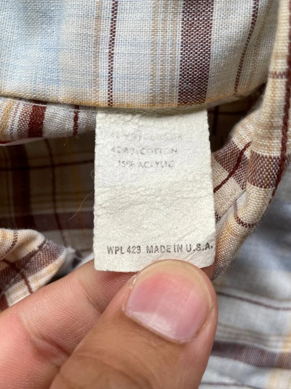 Vintage Levi's Western Plaid Shirt Men's Size Medium Fit 1970s White Tab